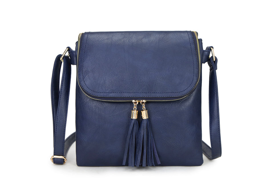 Long and Son. Women's Crossbody Shoulder Bag with adjustable strap. Colour Navy.