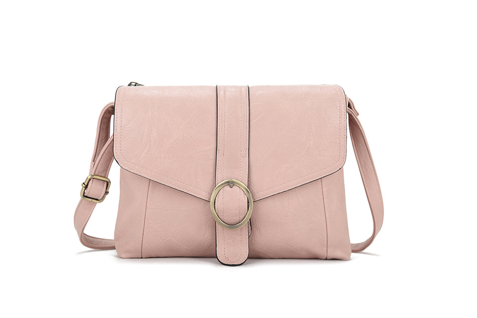 Long and Son. Women's Crossbody Shoulder Bag with adjustable strap. Colour Pink.