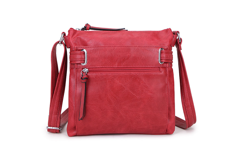 Long and Son. Women's Crossbody Shoulder Bag with adjustable strap. Colour Red.