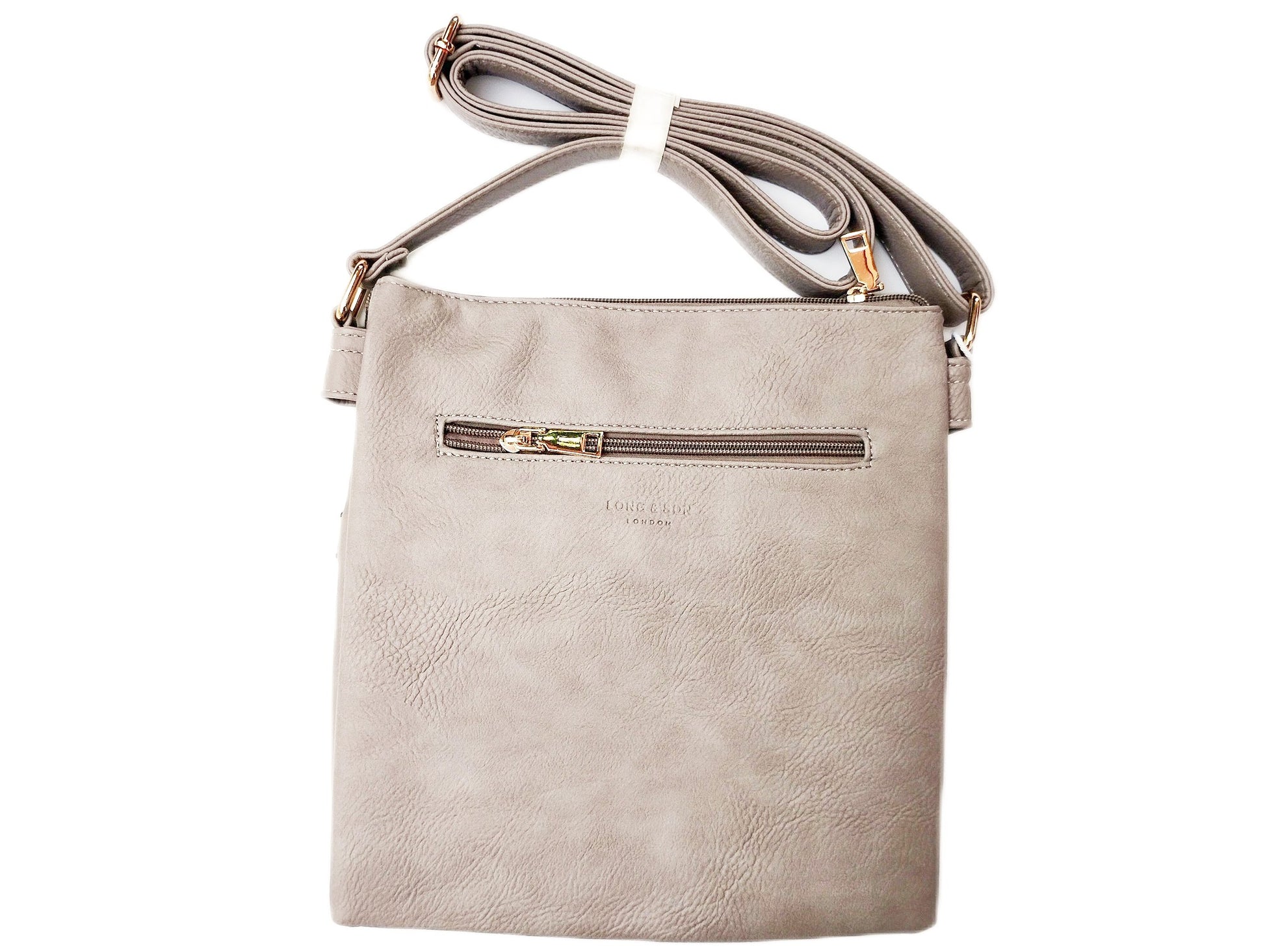 Long and Son. Women's Crossbody Shoulder Bag with adjustable strap. Colour Light Grey.